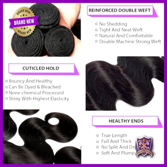 Brazilian Virgin Human Hair Bundles 22-26 Inch Body Wave Quick Weave